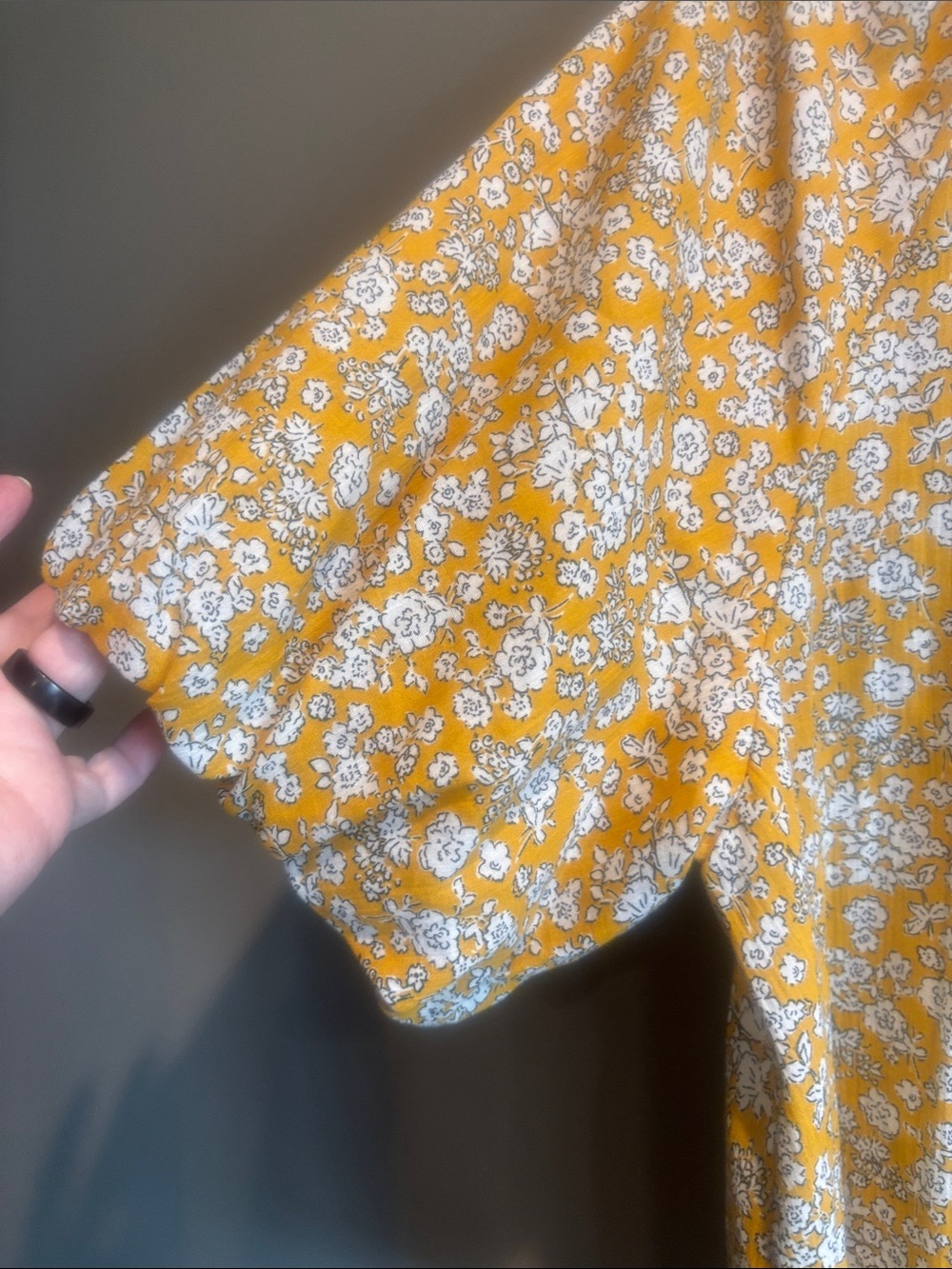 Falls Creek Yellow Floral Puff-Sleeve Blouse - Picture 3 of 5